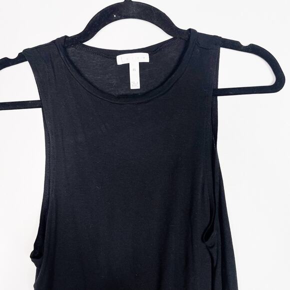 Leith XSmall XS Black High Low Hem Mixed Media Tank Top Crew Neck Sleeveless - Picture 3 of 8